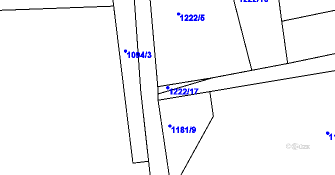 Parcela st. 1222/17 v KÚ Humpolec, Katastrální mapa