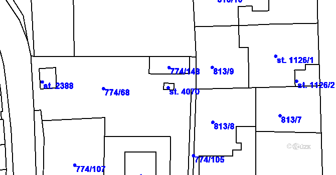 Parcela st. 4070 v KÚ Humpolec, Katastrální mapa