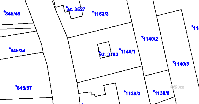Parcela st. 3703 v KÚ Humpolec, Katastrální mapa