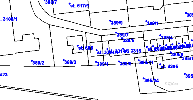 Parcela st. 3314/1 v KÚ Humpolec, Katastrální mapa