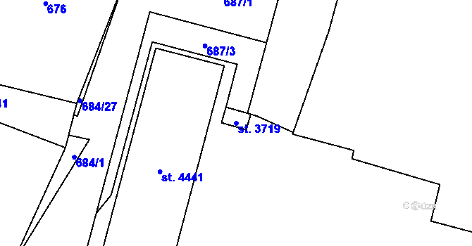 Parcela st. 3719 v KÚ Humpolec, Katastrální mapa