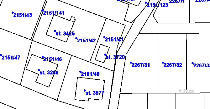 Parcela st. 3720 v KÚ Humpolec, Katastrální mapa