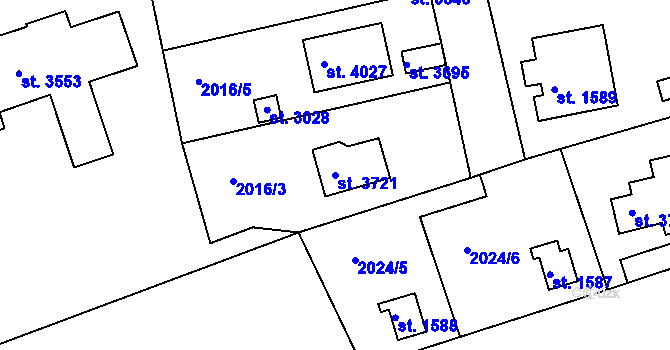 Parcela st. 3721 v KÚ Humpolec, Katastrální mapa