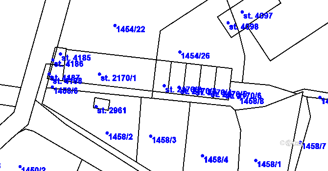 Parcela st. 2170/2 v KÚ Humpolec, Katastrální mapa