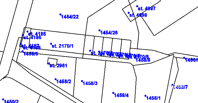 Parcela st. 2170/3 v KÚ Humpolec, Katastrální mapa