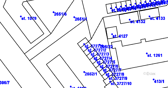 Parcela st. 3727/1 v KÚ Humpolec, Katastrální mapa