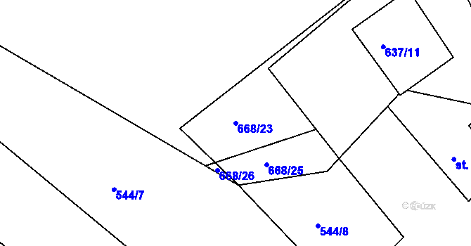 Parcela st. 668/23 v KÚ Humpolec, Katastrální mapa