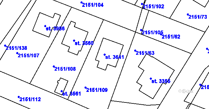 Parcela st. 3641 v KÚ Humpolec, Katastrální mapa