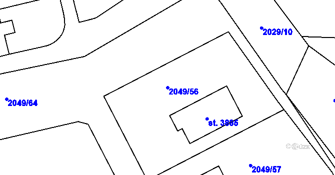 Parcela st. 2049/56 v KÚ Humpolec, Katastrální mapa