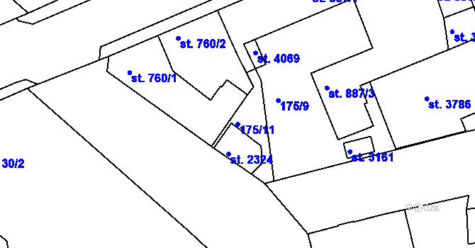 Parcela st. 175/11 v KÚ Humpolec, Katastrální mapa