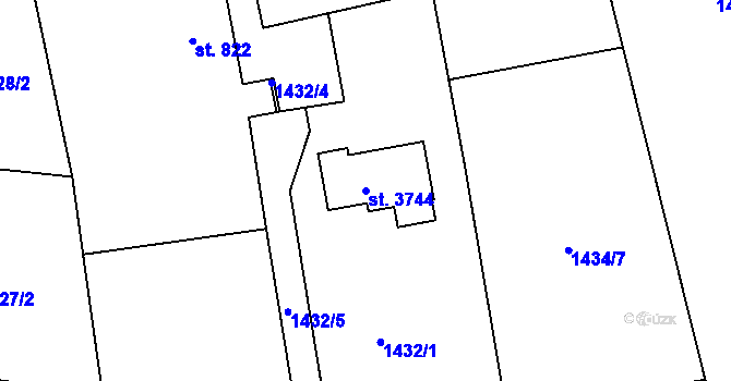 Parcela st. 3744 v KÚ Humpolec, Katastrální mapa