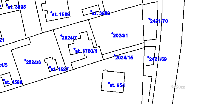 Parcela st. 3750/2 v KÚ Humpolec, Katastrální mapa