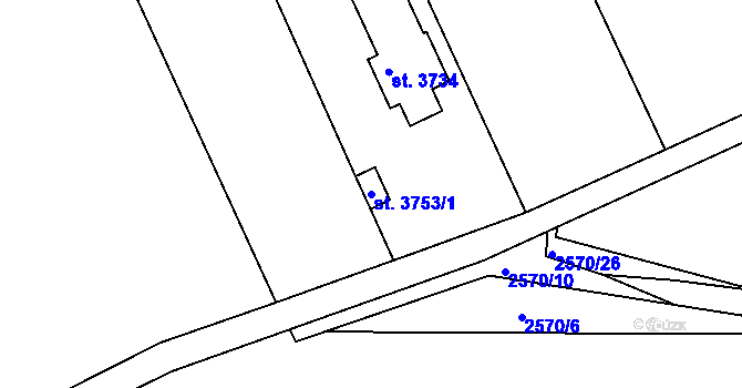 Parcela st. 3753/1 v KÚ Humpolec, Katastrální mapa