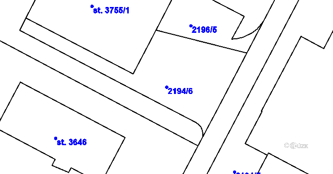 Parcela st. 2194/6 v KÚ Humpolec, Katastrální mapa