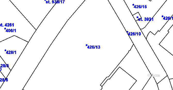 Parcela st. 426/13 v KÚ Humpolec, Katastrální mapa