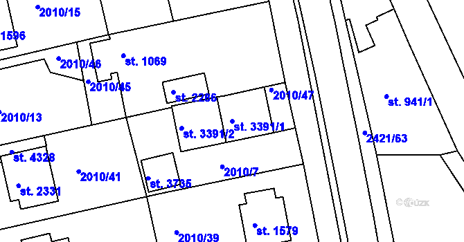 Parcela st. 3391/1 v KÚ Humpolec, Katastrální mapa