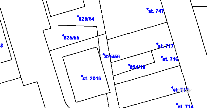 Parcela st. 825/56 v KÚ Humpolec, Katastrální mapa