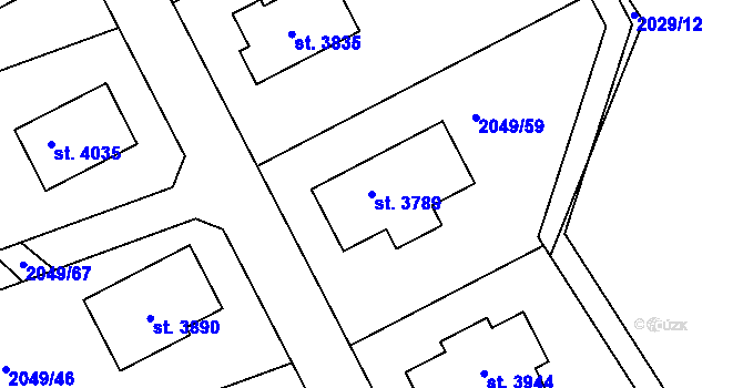 Parcela st. 3789 v KÚ Humpolec, Katastrální mapa