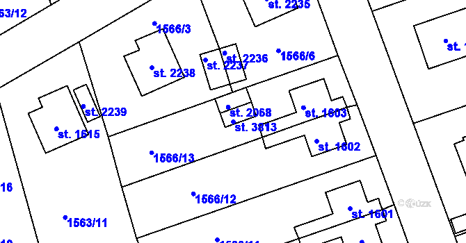 Parcela st. 3813 v KÚ Humpolec, Katastrální mapa