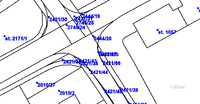 Parcela st. 2421/35 v KÚ Humpolec, Katastrální mapa