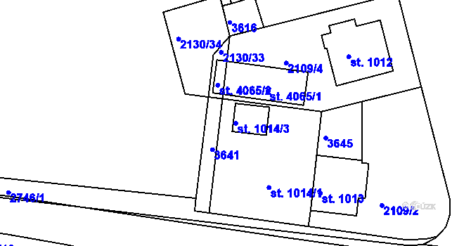 Parcela st. 1014/3 v KÚ Humpolec, Katastrální mapa