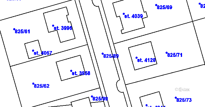 Parcela st. 825/89 v KÚ Humpolec, Katastrální mapa