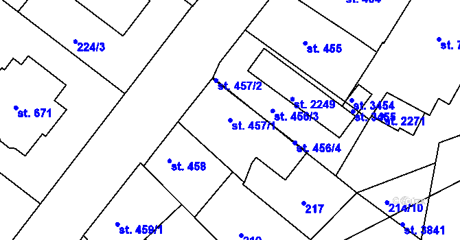 Parcela st. 457/1 v KÚ Humpolec, Katastrální mapa