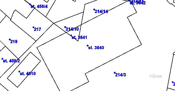 Parcela st. 3840 v KÚ Humpolec, Katastrální mapa