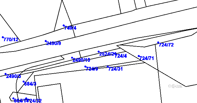Parcela st. 2524/21 v KÚ Humpolec, Katastrální mapa