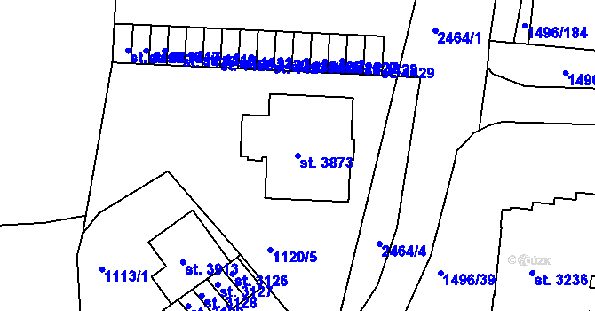 Parcela st. 3873 v KÚ Humpolec, Katastrální mapa