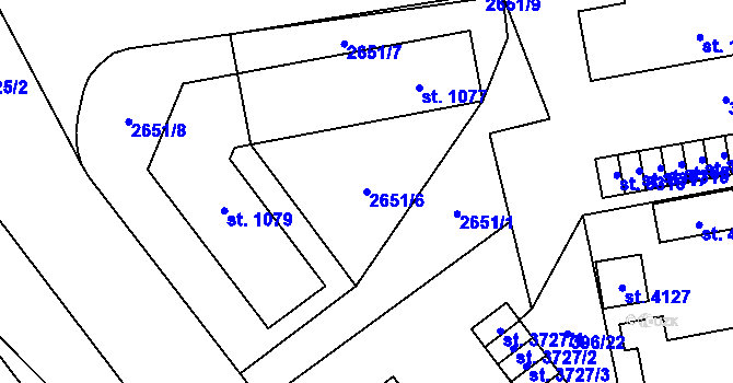 Parcela st. 2651/6 v KÚ Humpolec, Katastrální mapa