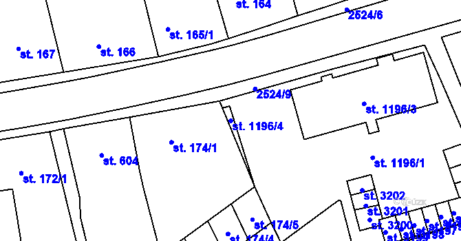 Parcela st. 1196/4 v KÚ Humpolec, Katastrální mapa