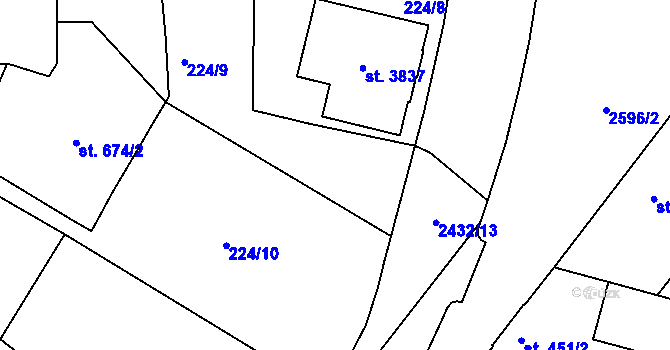 Parcela st. 224/18 v KÚ Humpolec, Katastrální mapa