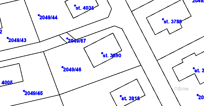 Parcela st. 3890 v KÚ Humpolec, Katastrální mapa