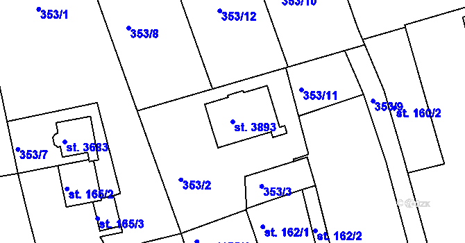 Parcela st. 3893 v KÚ Humpolec, Katastrální mapa