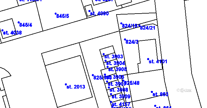 Parcela st. 3903 v KÚ Humpolec, Katastrální mapa
