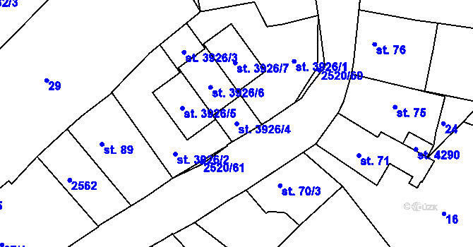 Parcela st. 3926/4 v KÚ Humpolec, Katastrální mapa