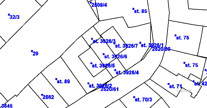 Parcela st. 3926/6 v KÚ Humpolec, Katastrální mapa