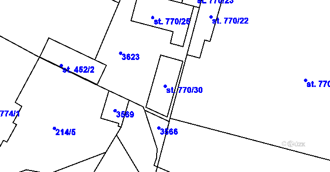 Parcela st. 770/30 v KÚ Humpolec, Katastrální mapa