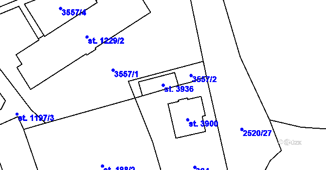 Parcela st. 3936 v KÚ Humpolec, Katastrální mapa