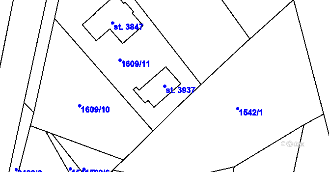 Parcela st. 3937 v KÚ Humpolec, Katastrální mapa