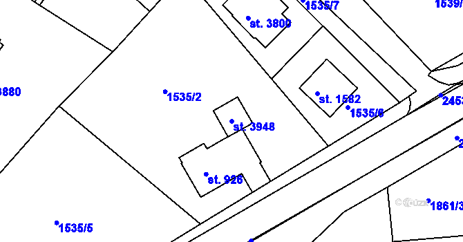 Parcela st. 3948 v KÚ Humpolec, Katastrální mapa