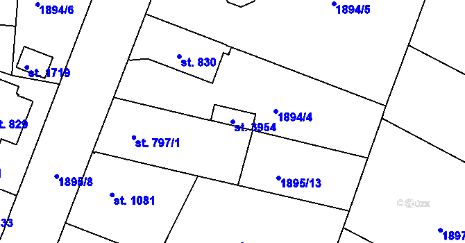 Parcela st. 3954 v KÚ Humpolec, Katastrální mapa