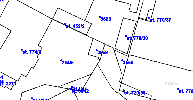 Parcela st. 3569 v KÚ Humpolec, Katastrální mapa