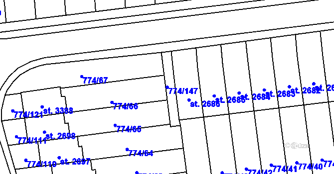 Parcela st. 774/147 v KÚ Humpolec, Katastrální mapa