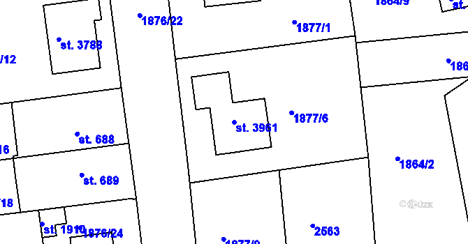 Parcela st. 3961 v KÚ Humpolec, Katastrální mapa
