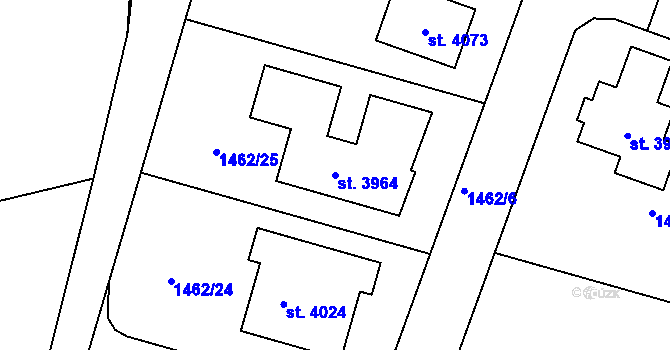 Parcela st. 3964 v KÚ Humpolec, Katastrální mapa
