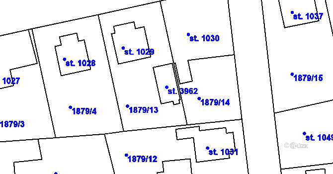 Parcela st. 3962 v KÚ Humpolec, Katastrální mapa