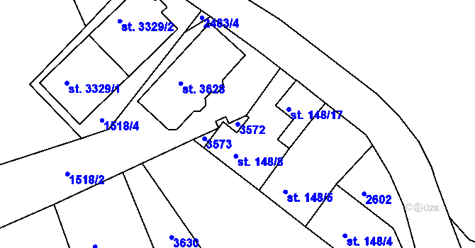 Parcela st. 3572 v KÚ Humpolec, Katastrální mapa