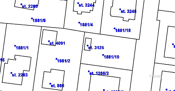 Parcela st. 3125 v KÚ Humpolec, Katastrální mapa